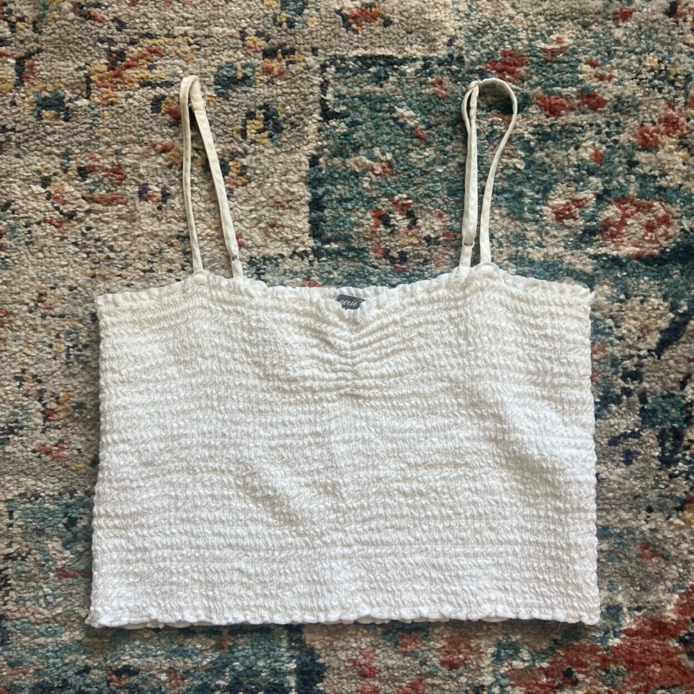 Aerie White Smocked Tank size Small